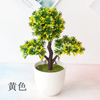 Mini plante artificielle en pot en plastique, arbre vert, plante verte en pot avec petites fleurs pour la décoration de jardin