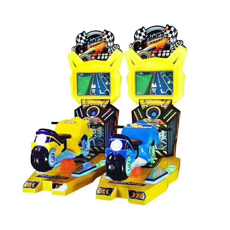 Threeplus mesin game balap motor super gila, dioperasikan koin untuk anak-anak