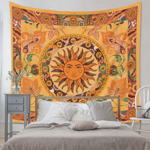 Tejido personalizado blanco Negro Sol Luna tapiz Tarot colgante de pared para astrología adivinación colcha estera para <span class=keywords><strong>brujería</strong></span> impresa - Product Image 4
