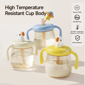 Vaso para Bebé con Diseño Animal, Libre de BPA, PPSU, Apto para <span class=keywords><strong>Microondas</strong></span>, con Pajita y para Beber Directo, para 0-12 Meses, Agua y <span class=keywords><strong>Leche</strong></span> - Product Image 5