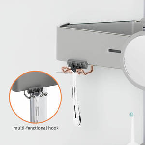 WIREKING 74 -106 Inch Aluminum Bathroom Shampoo Storage 4 Tier Tension Pole <strong>Shower</strong> Corner Caddy with Mirror and Towel Rack - Product Image 5