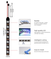 Tira de Luces LED RGB 5050 Direccionables de 5V, 60 LED/M, Corte Individual por LED, Programables, para Cuartos de Videojuegos