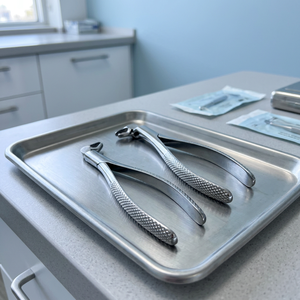 Pinces d'extraction dentaire BK Industries, gauche et droite, argentées, avec poignée moletée, manuelles, en acier inoxydable, instrument chirurgical de classe I CE - Product Image 6