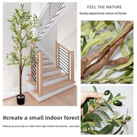 Grand arbre artificiel en olivier de 180 cm de haut avec fruits et pot en plastique pour la décoration de la maison, de l'hôtel et du centre commercial