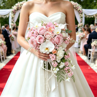Buket Pengantin Romantis Buatan Tangan dengan Warna Kustom untuk Acara Bridal Shower, Hari Valentine, dan Thanksgiving yang Realistis