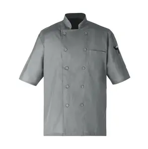 Hospitality Catering Staff Waiters Chef Cook Fabric Covered Buttons Uniforms for Fast Food Restaurant/Coffee Shop/Saloon/Bakery
