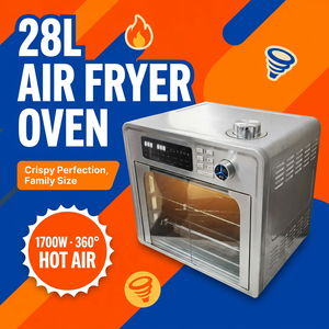 28L 1700W ステンレス製電気熱風フライヤーオーブン 多機能デジタル制御 省エネ オイルフリー ヘルシー フレンチダッチ - Product Image 1
