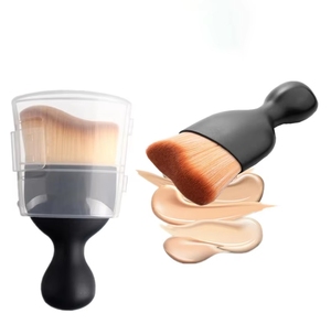Pinceau à fond de teint portable avec manche en plastique et logo personnalisé, pinceau de maquillage individuel avec boîte en plastique - Product Image 5