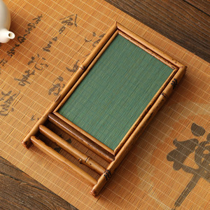Bamboo Foldable Screen Green Weaved Panel Tea Room Divider Decorative Ornament - Product Image 2