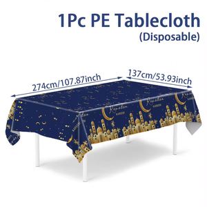 Microstar Ramadan <span class=keywords><strong>Mantel</strong></span> desechable Ramdan <span class=keywords><strong>Mantel</strong></span> Musulmán Cubierta de mesa de plástico Eid Mubarak Suministros para fiestas - Product Image 5