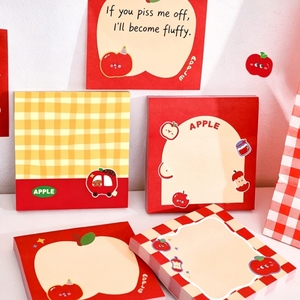 Notas Adhesivas Kawaii con Diseño de Manzana, 8x8cm, 50 Hojas, Papel Offset de 70gsm, Pegatinas de Dibujos Animados para Planificador, Listas de Tareas, Venta al Por Mayor - Product Image 2