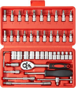 Jeu de douilles mécaniques de 46 pièces, clé à cliquet 1/4 pouce, kit d'outils pour la réparation automobile et de machines - Product Image 4