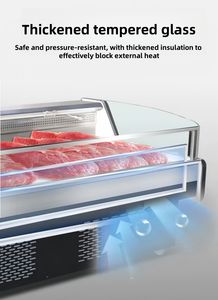 Comptoir commercial de viande de charcuterie le plus <span class=keywords><strong>populaire</strong></span> réfrigérateur vitrine en verre arrondi équipement de réfrigération de <span class=keywords><strong>boucherie</strong></span> d'affichage - Product Image 3