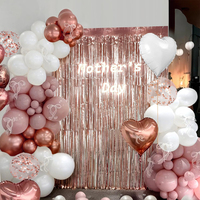 Ensemble de chaînes de ballons en forme de cœur blanc et or rose pour la décoration de fête d'anniversaire