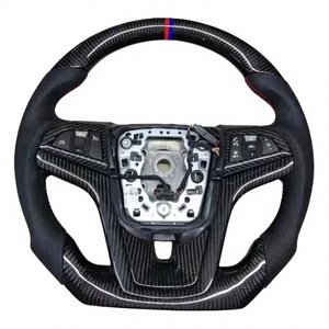 Volant de voiture en cuir véritable en fibre de carbone à fond plat avec affichage LED chauffant pour <span class=keywords><strong>Chevrolet</strong></span> Camaro <span class=keywords><strong>rs</strong></span> Lt 2014 2015 5e/6e génération - Product Image 2