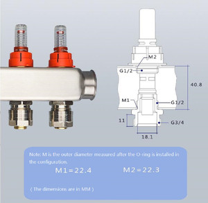 Collecteur de chauffage par le sol DN25 avec débitmètre/régulateur - Product Image 6