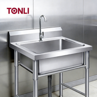 Équipement de restauration : Évier de cuisine professionnel en acier inoxydable 201/304, table avec étagère, rectangulaire, cuve simple, revêtement anti-graffiti