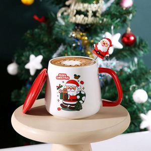 Vente en gros de tasses à café en céramique de Noël avec dessin de Père Noël, 301-400 ml, tasse en céramique en forme d'arbre de Noël, boîte cadeau, tasse de Père Noël avec couvercle - Product Image 4