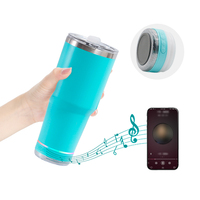 30oz Tumbler baja tahan karat portabel, Speaker nirkabel gigi biru botol air untuk kopi tahan air dan penggunaan luar ruangan