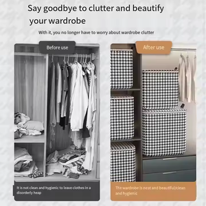Boîtes de rangement transparentes pour sous-vêtements en jean grande capacité, empilables, organisateurs de vêtements <span class=keywords><strong>avec</strong></span> couvercle, écologiques, bacs de rangement pliables - Product Image 6