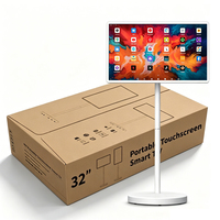 Téléviseur mobile intelligent personnalisable OEM ODM de 32 pouces avec roues, Android 12, WiFi 5G, support roulant, écran IPS 60Hz, écran intelligent mobile