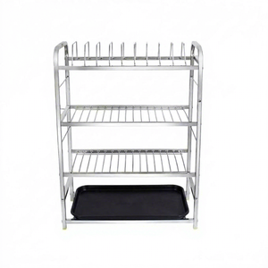 Étagère à vaisselle en métal à 4 niveaux Star Aim avec bac d'égouttage, support de rangement de cuisine sur pied pour assiettes, bols et tasses - Product Image 4