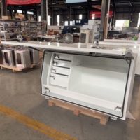 Boîte à outils sous châssis en aluminium, revêtement poudré blanc, couvercle en acier inoxydable à 2 serrures, coffre de rangement pour plateau de pick-up ou Ute