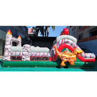 Toboggan gonflable commercial haut de gamme Dino, parcours d'obstacles gonflable en PVC pour usage intérieur et extérieur