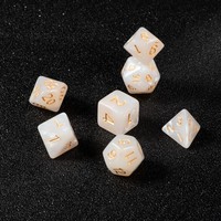 Jeu de dés polyédriques en albâtre divin pour le jeu de rôle D&D, numérotation dorée professionnelle, 7 pièces, dés en résine tourbillonnante Pro Hub Art Pro