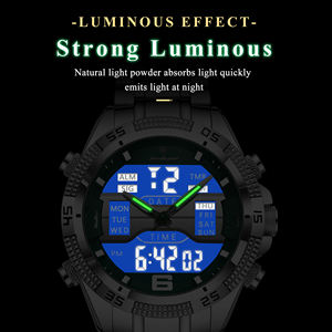 पोएडागर नई डिजिटल कलाई घड़ी <span class=keywords><strong>3</strong></span> एटम वाटर रेसिस्टेंट मल्टी फंक्शन डुअल डिस्प्ले स्टील स्ट्रैप पुरुष - Product Image 3