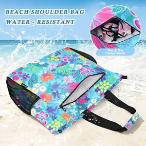 Bolsa de Viaje de Poliéster Impermeable Grande y Duradera 2 en 1 con Estampado Floral Colorido, Bolsa de Playa para Mujer con Bolsa Adicional - Product Image 3