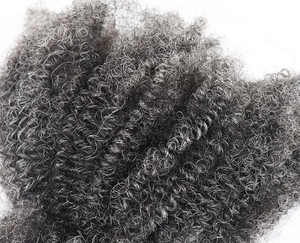 <span class=keywords><strong>Cheveux</strong></span> humains en vrac Afro Kinky Curly 4C gris argenté, <span class=keywords><strong>longs</strong></span>, effet sel et poivre, pour tresses au crochet et coiffures torsadées ou dreadlocks - Product Image 1