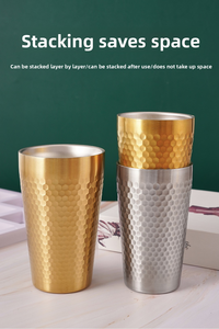 Tazza Martellata a Doppia Parete in Acciaio Inox 304, Resistente al Calore, Regalo Premium, Boccale da Birra per Caffè e Ristoranti - Product Image 5