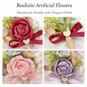 Lot de 6 Boutonnières Haut de Gamme pour <span class=keywords><strong>Mariage</strong></span>, Fleurs Artificielles en Rose Simulée pour le Marié <span class=keywords><strong>et</strong></span> les Garçons d'Honneur - Product Image 3