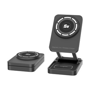 15W 3-in-1 Faltbares Magnetisches Kabelloses Ladegerät <span class=keywords><strong>TEC</strong></span> AI Temperaturkontrolle Aluminium-Ständer für Handy Uhr Ohrhörer Reise - Product Image 2