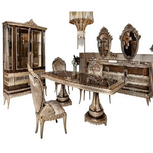 Royal King Style Modern Teak <b>Wood</b> Dining Set for Dining Room with Hand Carved Design and Customized Size - Product Image 1