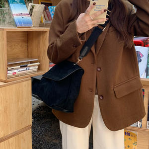 Bolso cruzado de ante marrón mate, gran capacidad, hebilla magnética, bolso de hombro para mujer, uso diario, invierno 2022 - Product Image 2