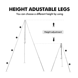 Trépied de camping KingGear en aluminium pour voyages en plein air, 3 sections, support pour <span class=keywords><strong>feu</strong></span> de joie, grille portable, support pour pot suspendu - Product Image 3