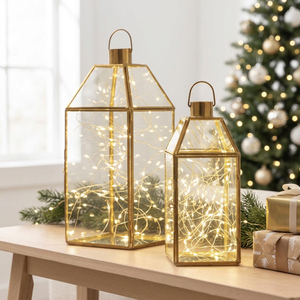 Latest Trending Gold <b>Brass</b> & Glass Candle Holder Handmade <b>Lanterns</b> for Modern Home Christmas Decoration - Product Image 1