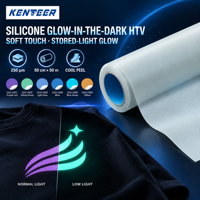 Rouleau de vinyle thermocollant Kenteer en silicone phosphorescent, film en caoutchouc silicone HTV lumineux à repasser pour T-shirt DIY