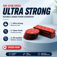 Heavy Duty 3M 5952 VHB Tape for Powder Coated Surfaces Double Sided Black Acrylic Foam Tape for Automotive and Signage Mounting