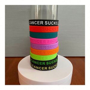 สายรัดข้อมือซิลิโคนสำหรับผู้ต่อสู้กับโรคมะเร็ง ผู้รอดชีวิตจากการรับเคมีบำบัด พร้อมริบบิ้นเพื่อสร้างความตระหนัก สร้างกำลังใจ และเป็นของขวัญให้กำลังใจ - Product Image 1