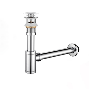 Trampa de botella de oro de titanio, sifón redondo de latón, lavabo de tocador de baño <span class=keywords><strong>con</strong></span> desagüe emergente - Product Image 2