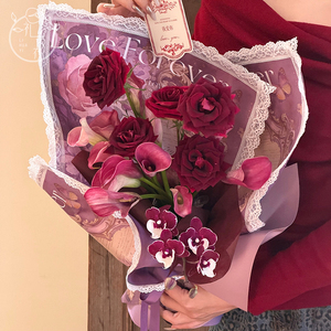 Papier d'emballage floral en dentelle française, papier d'emballage pour bouquet imprimé « Love <span class=keywords><strong>Forever</strong></span> » pour fleuristes, Saint-Valentin, mariage - Product Image 5