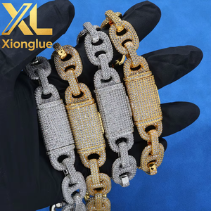16mm M925 Silver Unisex Luxury Pig-nose Cuban Chain Bracelet with Moissanite Custom-made - Product Image 6