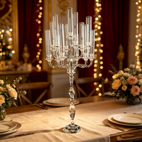 Candélabre en cristal transparent à 13 bras, grand modèle, de haute qualité, style européen de luxe, pour centre de table de mariage et banquet, servant également de porte-bougies, lanternes et pots décoratifs.