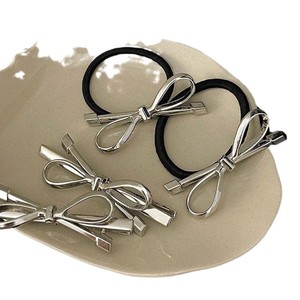 Silver <b>bow</b> side hair <b>clip</b> hair ornament hair <b>clip</b> women's exquisite crocodile <b>clip</b> hairpin high ponytail hair tie hair tie - Product Image 5