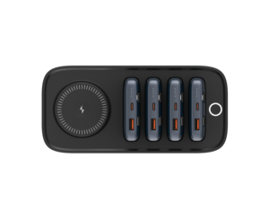 Station de recharge de batteries externes partagée à quatre emplacements avec charge rapide USB-A 22,5 W et USB-C 20 W pour utilisation multi-appareils - Product Image 5