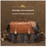 Sac à bandoulière vintage en cuir de vachette pour homme, sac à main à bandoulière unique, couche supérieure, porte-documents, sac souple
