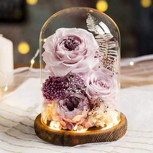 Caja de Regalo con Flores Decorativas Eternas, Rosas Preservadas en Cúpula de Cristal - Product Image 5